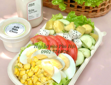 Hộp bã mía 1 ngăn kèm nắp nhựa PET 700ml